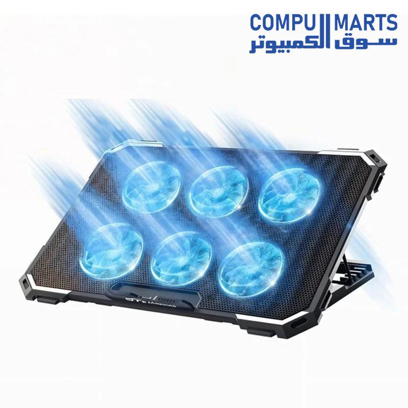 Standard GAMING COOLER ICE-06N Laptop Cooling Pad with 6 LED Fans, Supports up to 17" Laptops- USB - Image 2