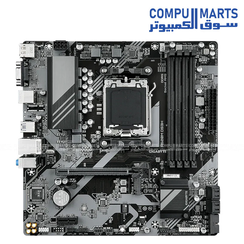 GIGABYTE A620M DS3H rev.1.0 – AM5 DDR5 up to 7600 MT/s OC | PCIe 4.0 GPU Slot | 1× M.2 | GbE LAN | Micro‑ATX - Image 2