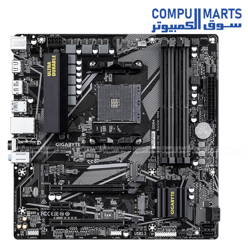 GIGABYTE B550M DS3H AC R2 – AM4 DDR4 Up to 4733 MHz OC, PCIe 4.0, Dual M.2, Wi‑Fi 5 & Bluetooth 4.2 - Image 2