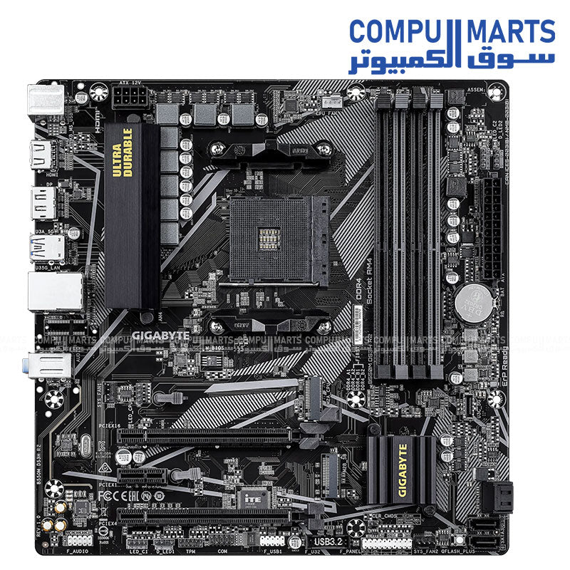 GIGABYTE B550M DS3H R2 – AMD AM4 Motherboard | DDR4 OC, PCIe 4.0, Dual M.2, Gigabit LAN - Image 2