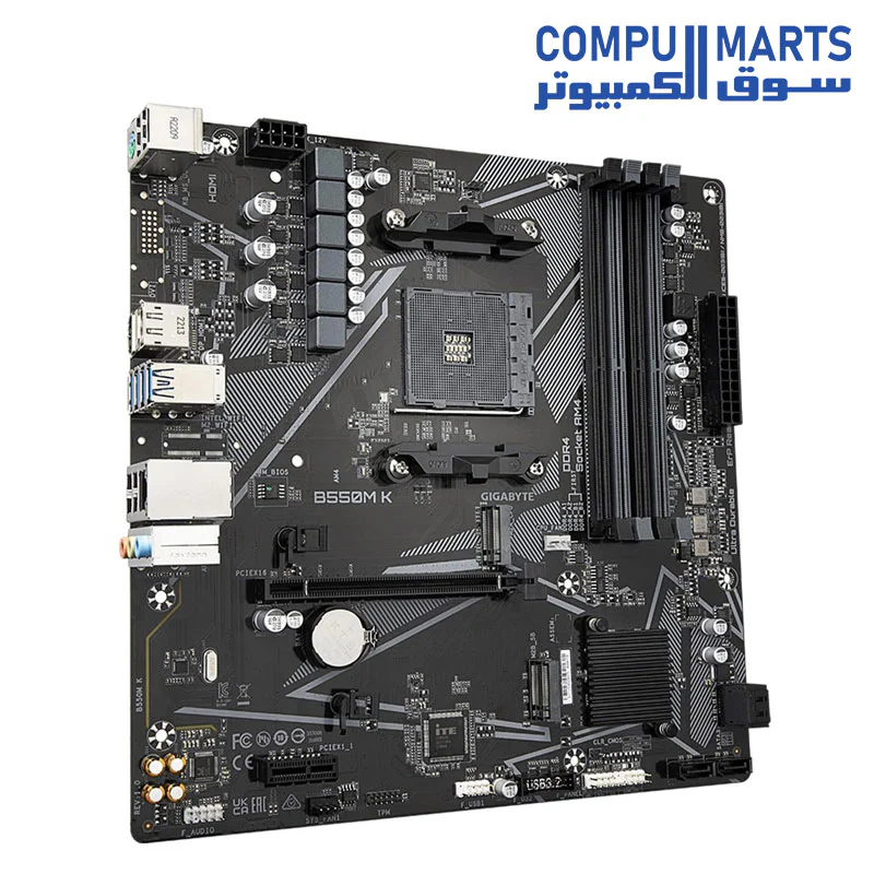 GIGABYTE B550M K AM4 AMD B550 Micro-ATX Motherboard with Dual M.2, SATA 6Gb/s, USB 3.2 Gen 1, Realtek GbE LAN, PCIe 4.0 - Image 3