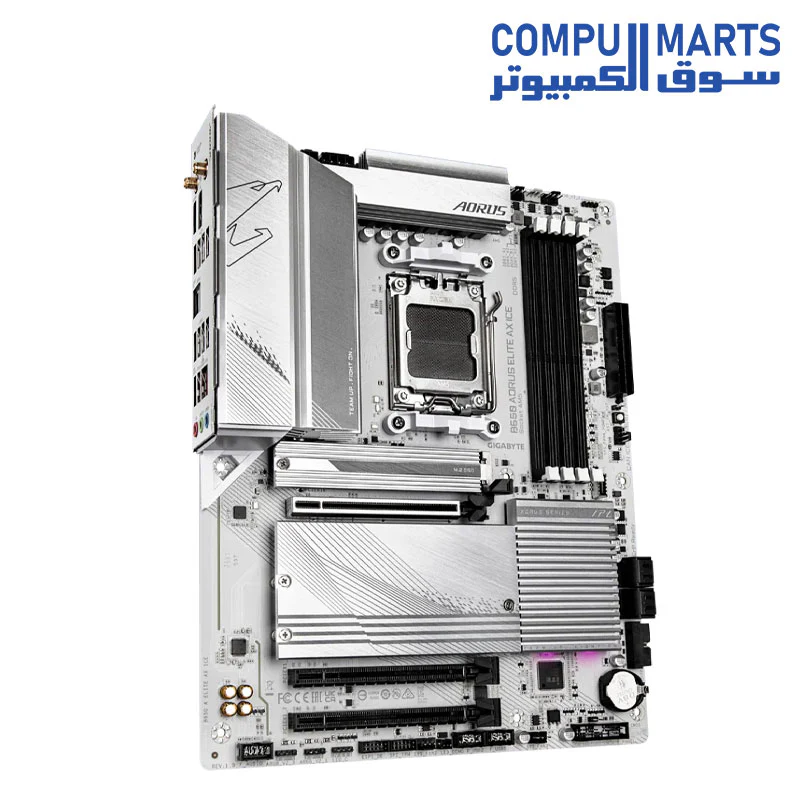 GIGABYTE B650 AORUS Elite AX ICE - AM5, LGA 1718, AMD, ATX, DDR5, Triple M.2, PCIe 5.0, USB 3.2 Gen2X2 Type-C, WiFi 6E/ 2.5GbE LAN, Snow White, EZ-Latch - Image 3