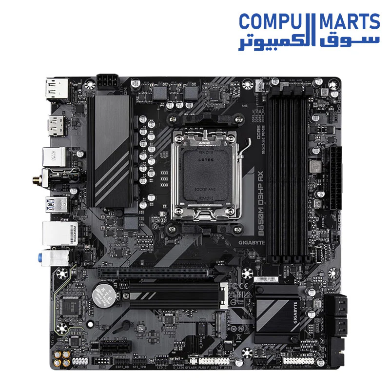 GIGABYTE B650M D3HP AX (rev. 1.0) Motherboard – M-ATX, AM5 Socket (LGA 1718), AMD B650 Chipset, DDR5, Wi-Fi 6E - Image 2