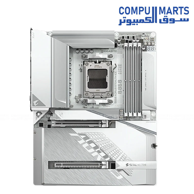 GIGABYTE B850 AORUS STEALTH ICE – AM5 ATX DDR5 up to 8200 MT/s OC, PCIe 5.0, 5 GbE LAN, Wi‑Fi 7, 4× M.2 Slots - Image 2