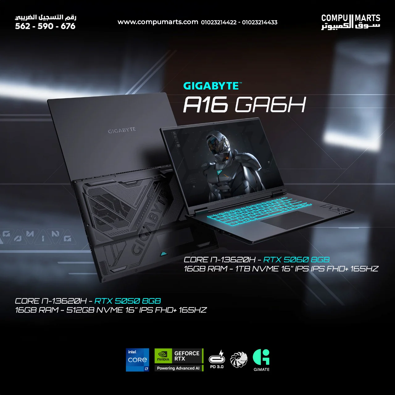 GIGABYTE GAMING A16 GA6H 16.0" FHD+ 165Hz RTX 5050 8GB  Intel Core i7-13620H 16GB DDR5 RAM, 1TB Gen4 SSD, WiFi 6E - Image 3