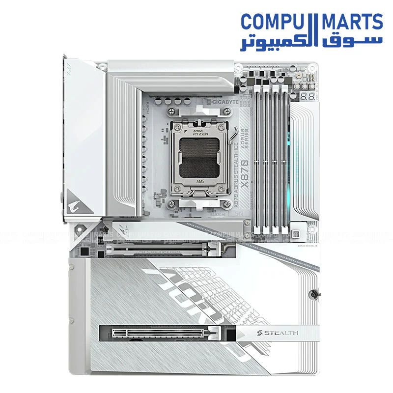 GIGABYTE X870 AORUS STEALTH ICE – AMD AM5, DDR5 OC up to 8200+ MT/s, PCIe 5.0, Wi‑Fi 7, 5 GbE LAN – 4× M.2 Slots - Image 2