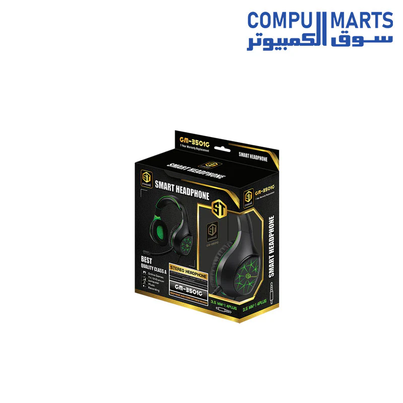 GM-3501g Gaming Stereo Headphone 3.5mm with Mic For PC, Mobile - Image 4