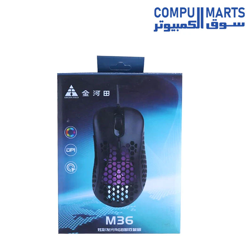 GOLDEN FLELD M36 GAMING MOUSE / 6KEY / LED BLACKLIGHT / 4800 dpi - Image 3
