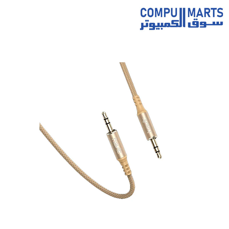 HAVIT CB66 3.5MM AUX Cable,24K Golden Plated With High fidelity Nylon Weave Cable, 1M Gold. - Image 3