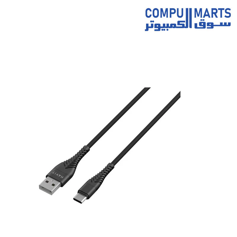 Havit cb707 usb-a to type-c cable,2.1a alluminium braided charging & data,1m black - Image 3