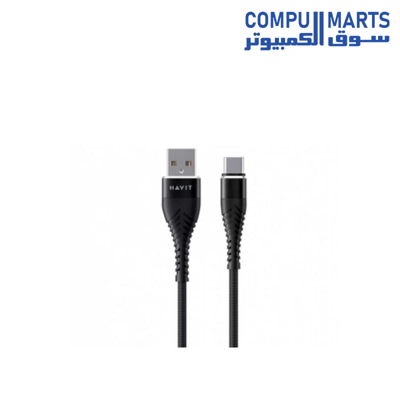 Havit cb707 usb-a to type-c cable,2.1a alluminium braided charging & data,1m black - Image 4