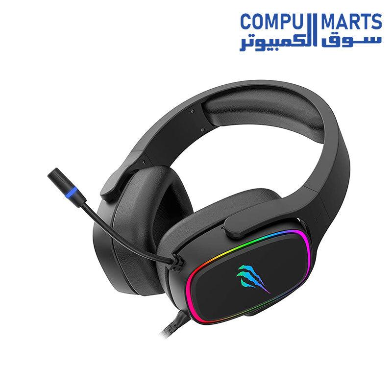 Havit h2029u gaming headphone,50mm 3d surround stereo sound,rgb streamer effect with omnidirectional mic, black, Wired - Image 2