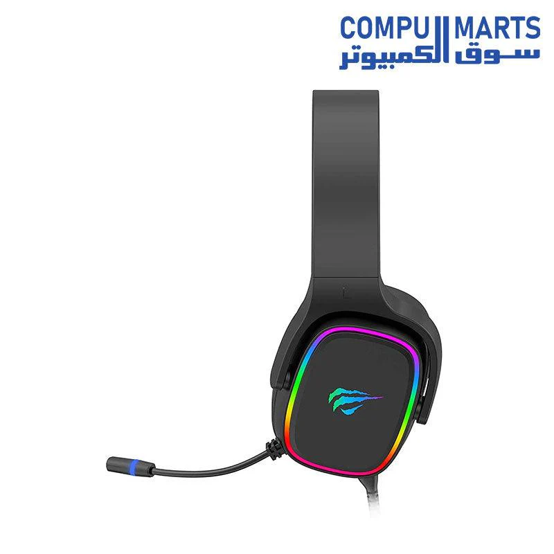 Havit h2029u gaming headphone,50mm 3d surround stereo sound,rgb streamer effect with omnidirectional mic, black, Wired - Image 3