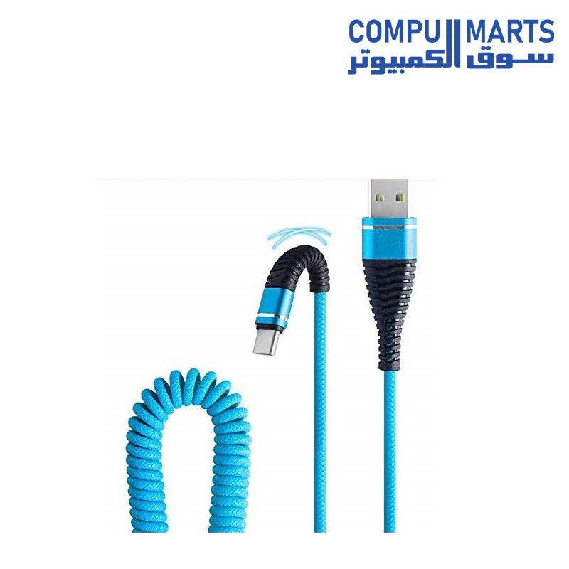 Havit h683 cable - usb-a to type-c 2a high quality stretching length,1.2m blue - Image 2