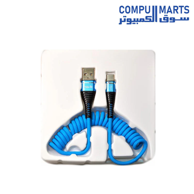 Havit h683 cable - usb-a to type-c 2a high quality stretching length,1.2m blue - Image 3