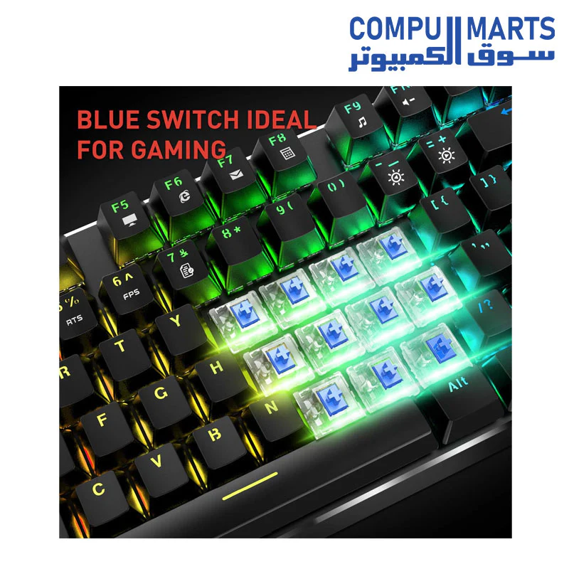 Havit KB511L Mechanical Keyboard and Mouse Combo RGB Gaming 104 Keys Blue Switches Wired USB Keyboards with Detachable Wrist Rest, Programmable Mouse, RGB Large Gaming Mouse Pad for PC Gamer Computer Desktop,Black - Image 3
