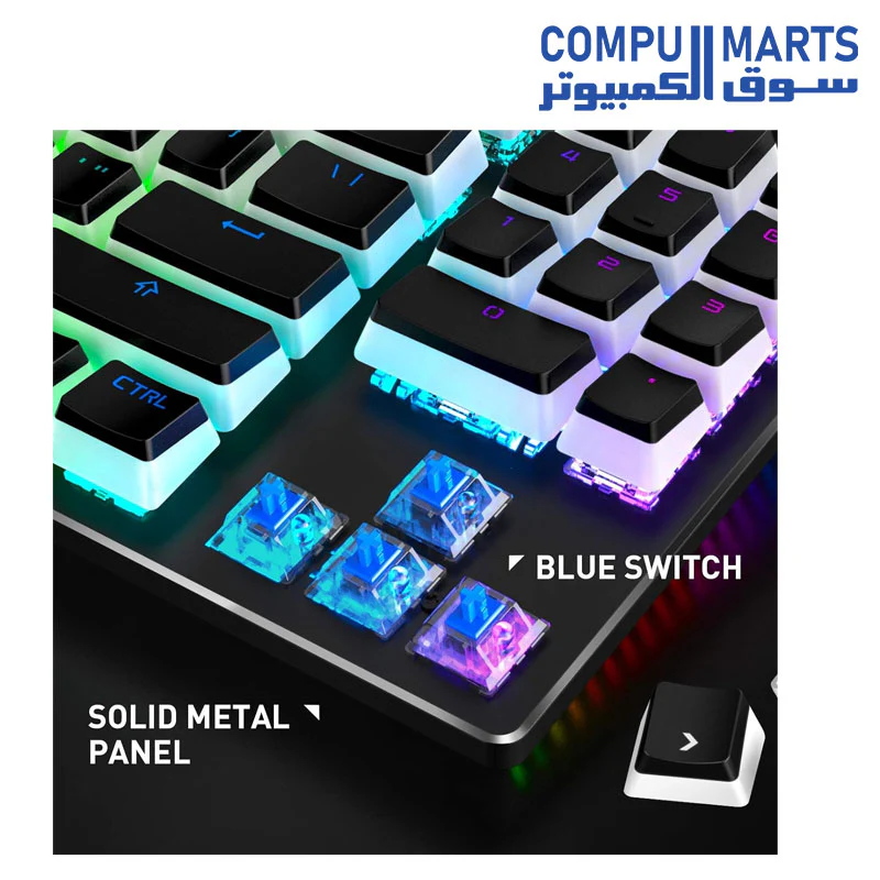 HAVIT KB851L RGB TKL Gaming Mechanical Keyboard – PBT Pudding Keycaps – Blue Switch | Black - Image 3