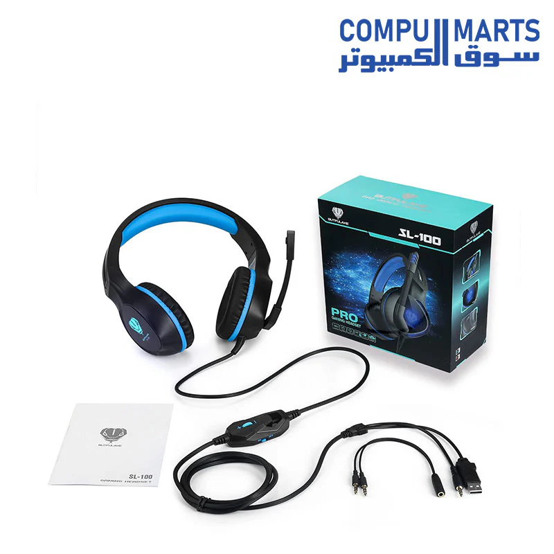 Butfulake Headphone SL-100 Wired Gaming Headset Headphone Delivering Surround Sound with Red LED light and MIC for PC Laptop Macbook,Red and Black - Image 3