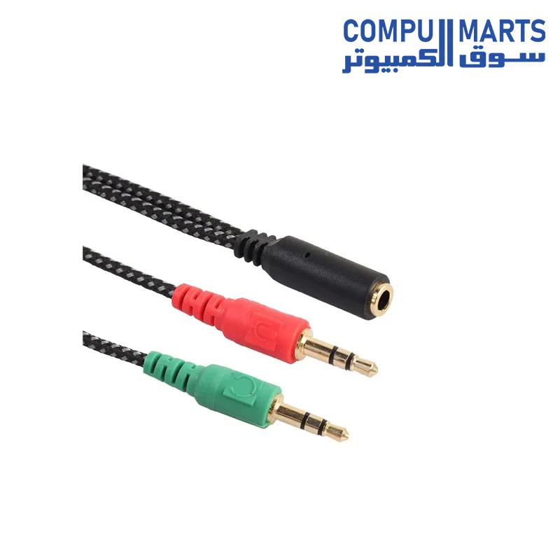 Headset/Mic Breakout Adapter Cable – Converts 1 TRRS Socket into 2 Separate (Headphone + Mic) - Image 2