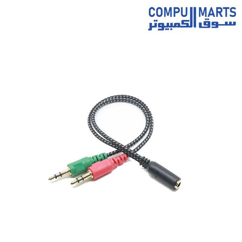 Headset/Mic Breakout Adapter Cable – Converts 1 TRRS Socket into 2 Separate (Headphone + Mic) - Image 3