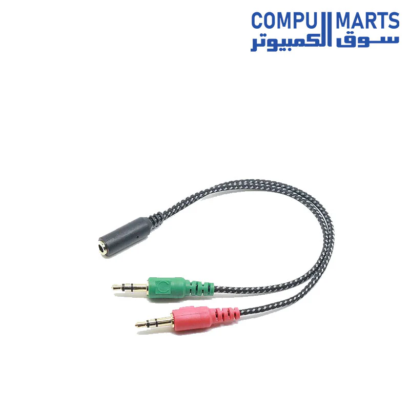 Headset/Mic Breakout Adapter Cable – Converts 1 TRRS Socket into 2 Separate (Headphone + Mic) - Image 4
