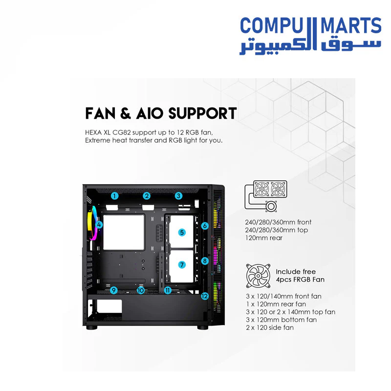 HEXA XL CG82 RGB FAN FULL TOWER CASE BLACK - Image 3