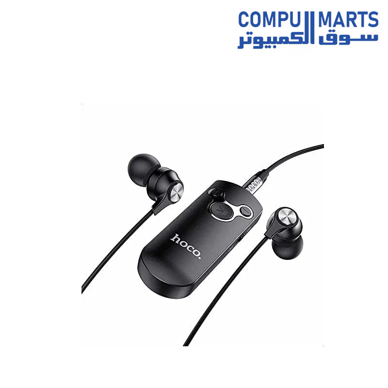 Hoco E52 Euphony Wireless Bluetooth Audio Receiver with Earphone and Microphone - Black - Image 3