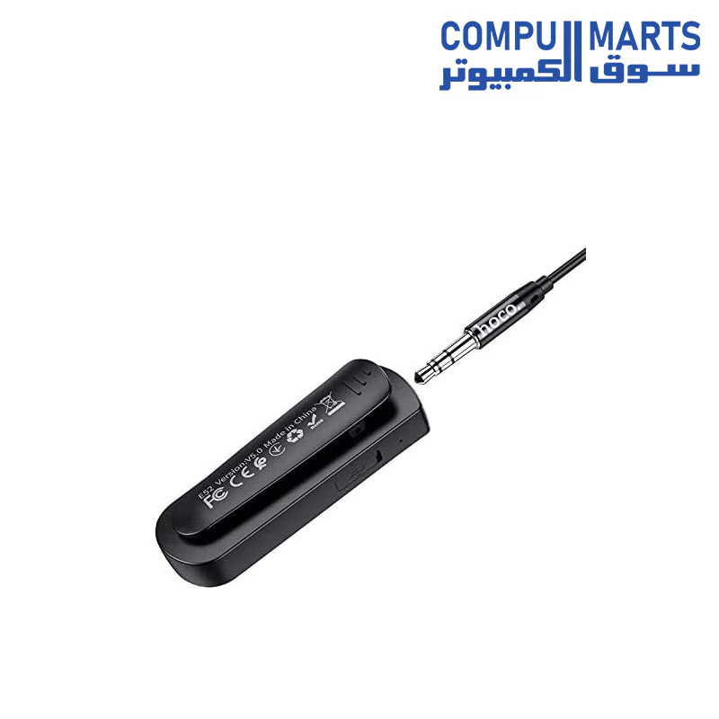 Hoco E52 Euphony Wireless Bluetooth Audio Receiver with Earphone and Microphone - Black - Image 4