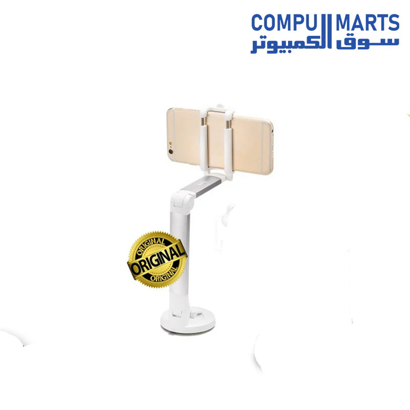 HOCO P6 Tabletop Aluminum Holder Long Handle Folding Car Phone Mount Stand with Suction Cup for Mobile Phones 5.5-8.5cm - Image 2