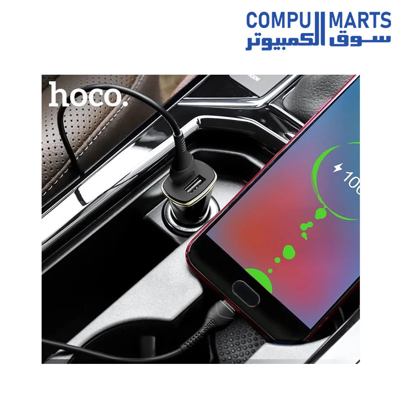 HOCO Z31 - Universe double port QC3.0 car charger set(Micro) - Black - Image 3