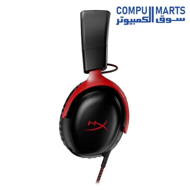HyperX Cloud III – Wired Gaming Headset, PC, PS5, Xbox Series X|S, Angled 53mm Drivers, DTS, Memory Foam, Durable Frame, Ultra-Clear 10mm Mic, USB-C, USB-A, 3.5mm – Black/Red Headphones Headset - Image 2