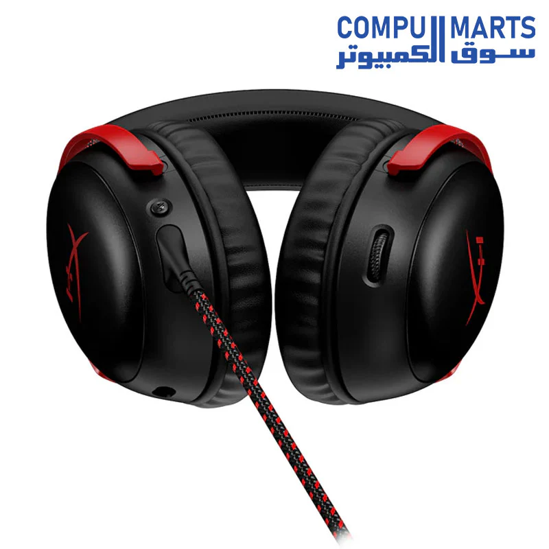 HyperX Cloud III – Wired Gaming Headset, PC, PS5, Xbox Series X|S, Angled 53mm Drivers, DTS, Memory Foam, Durable Frame, Ultra-Clear 10mm Mic, USB-C, USB-A, 3.5mm – Black/Red Headphones Headset - Image 3