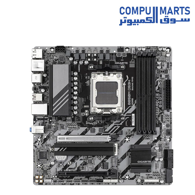 GIGABYTE B850M DS3H Motherboard – AMD AM5 (LGA1718) – Micro-ATX – DDR5 – PCIe 5.0 – M.2 – HDMI / DisplayPort – USB 3.2 – Ryzen 7000 / 8000 / 9000 Ready - Image 2