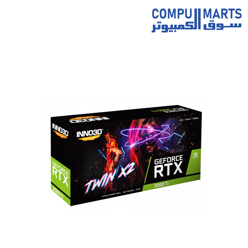 Inno3D GeForce RTX 3060 TI 8GB Twin X2 OC LHR Dual Fan Graphics Card - Image 2