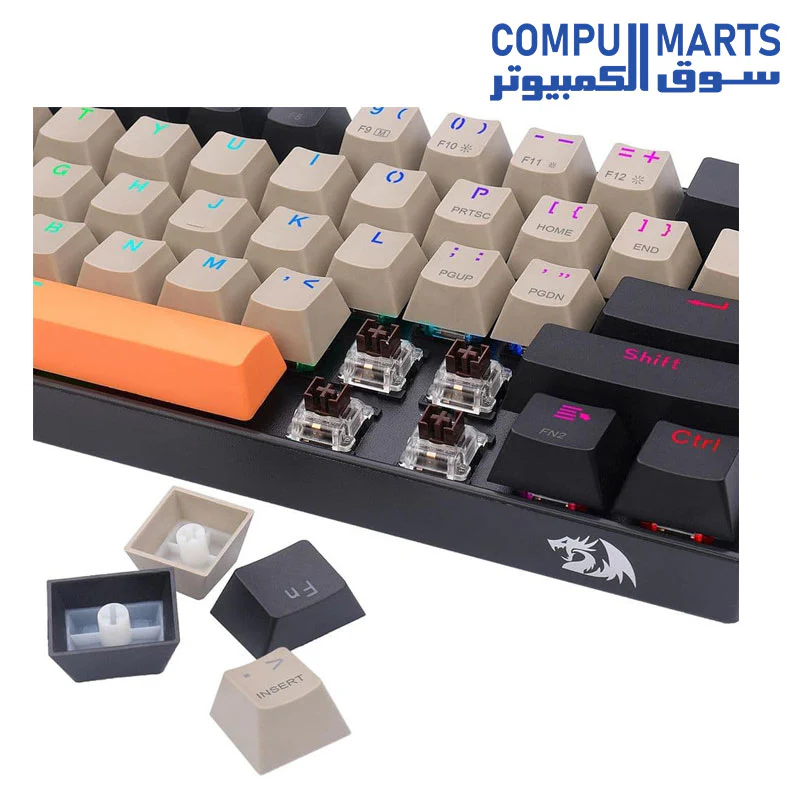 K530 Pro RGB 60% Gaming Wireless Mechanical Keyboard – Brown Switches (ORANGE, GREY & BLACK) - Image 3