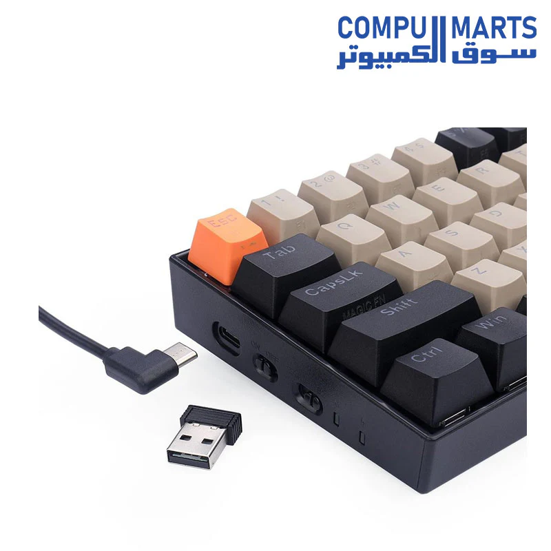 K530 Pro RGB 60% Gaming Wireless Mechanical Keyboard – Brown Switches (ORANGE, GREY & BLACK) - Image 4