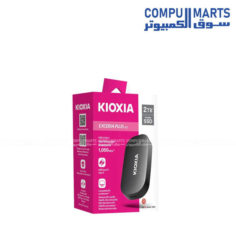 KIOXIA EXCERIA PLUS G2 Portable SSD 1TB & 2TB – USB-C High-Speed External Drive - Image 2