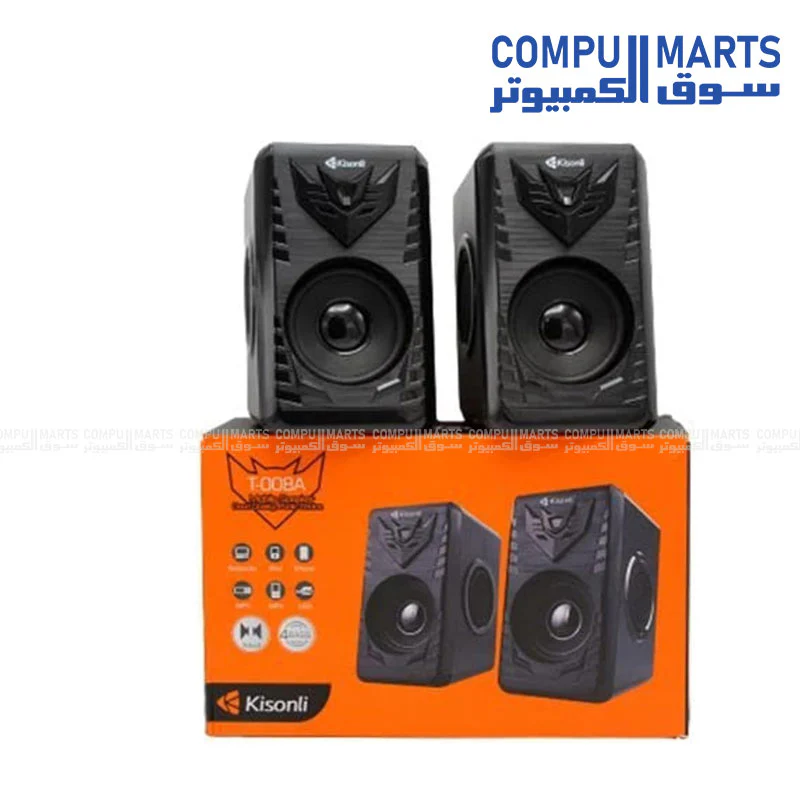 Kisonli A-008 USB 2.0 Speaker – Stereo Sound with LED Light - Image 3