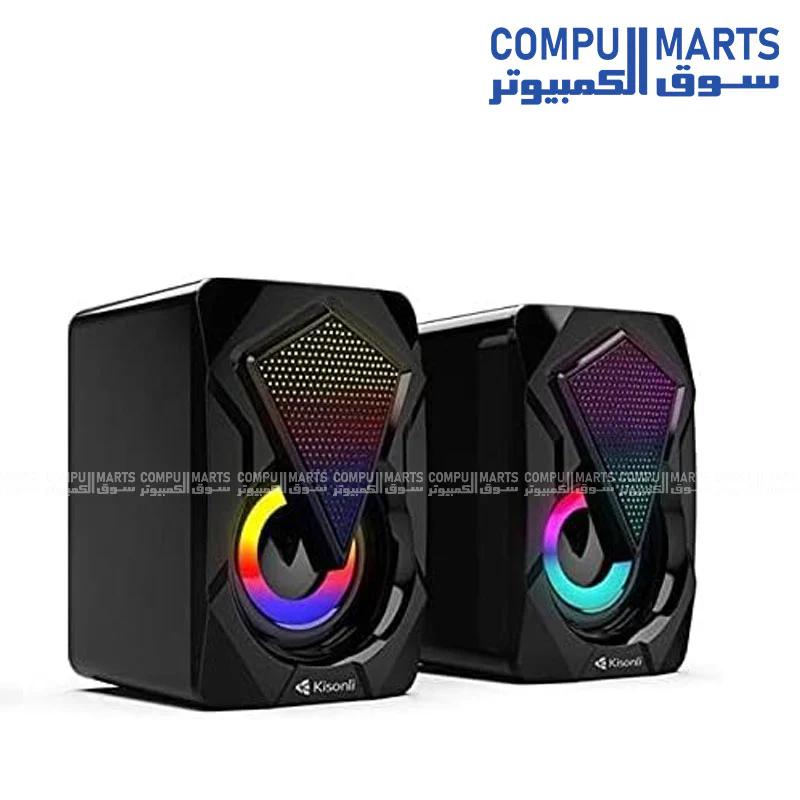 Kisonli L-9090 USB RGB Speaker – Stereo Sound with LED Light - Image 2