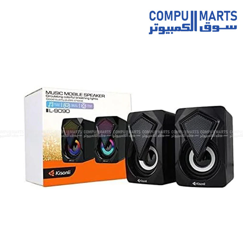 Kisonli L-9090 USB RGB Speaker – Stereo Sound with LED Light - Image 3