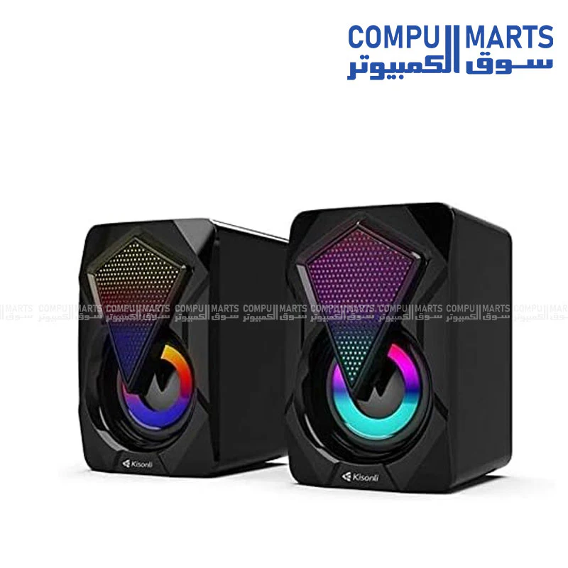 Kisonli L-9090 USB RGB Speaker – Stereo Sound with LED Light - Image 4