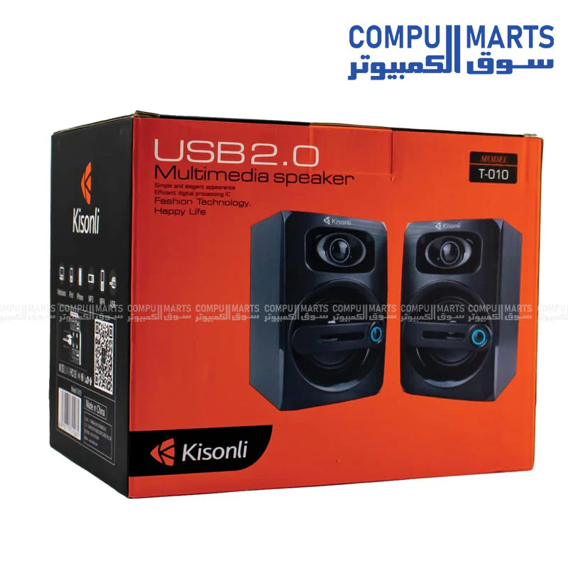 Kisonli T-010 USB 2.0 Speaker – Compact Stereo Sound with LED Light - Image 3