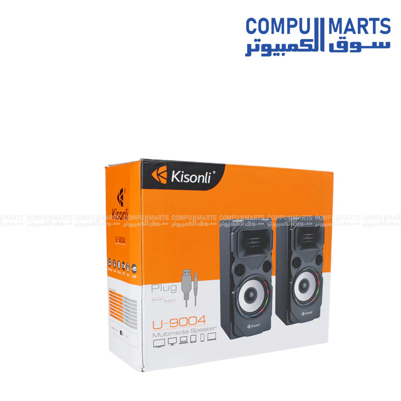Kisonli U-9004 USB Speaker – Compact Stereo Sound with LED Light - Image 4