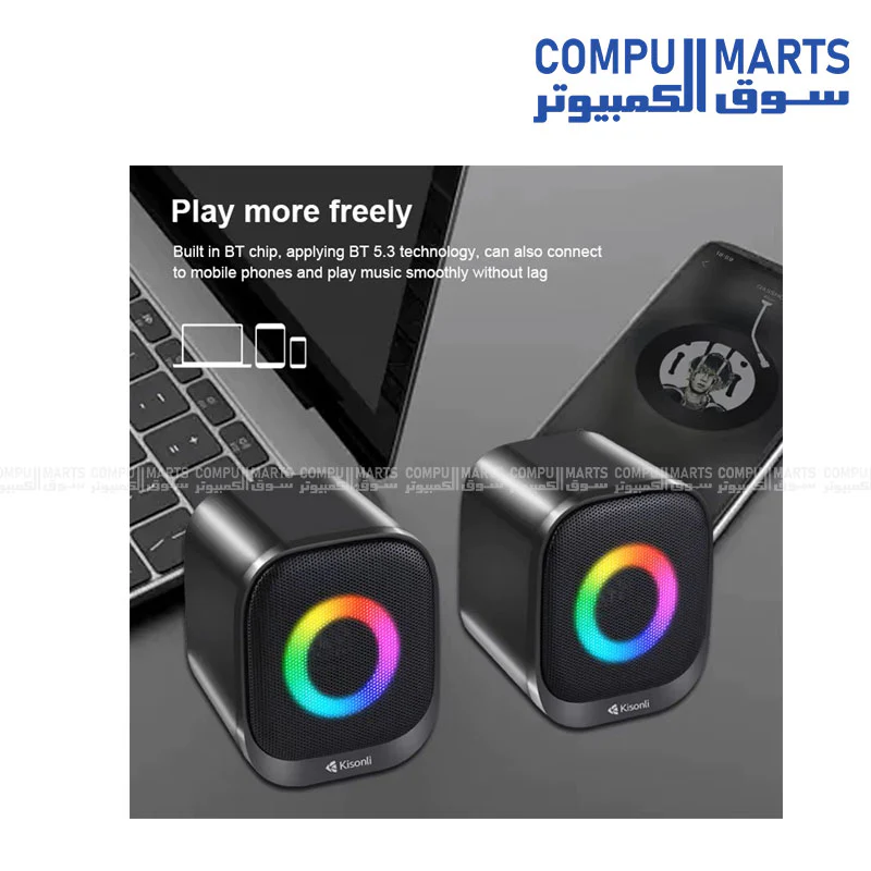 Kisonli X29 Portable Bluetooth Speaker with RGB Lights, Powerful Bass, USB & FM Radio - Image 3
