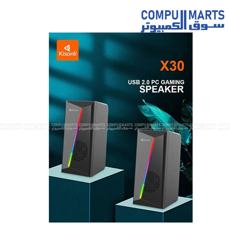Kisonli X30 Portable Bluetooth Speaker with RGB Lights, Heavy Bass, USB & FM Radio - Image 3