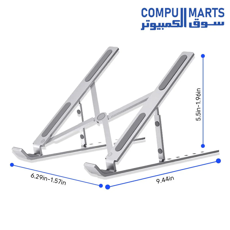 Laptop stand, adjustable aluminum laptop tablet stand, laptop holder, foldable laptop riser, notebook stand portable laptop holder compatible with 7-15.6 inches laptop, tablet, notebook - Image 3