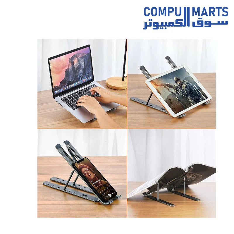 Laptop Stand, Adjustable Laptop Stand with a Removable USB Cooling Fan, Computer Stand with Heat-Vent, Foldable & Sturdy Aluminum Laptop Riser for MacBook Air Pro/Dell XPS/More 10-15.6" Laptops - Image 3