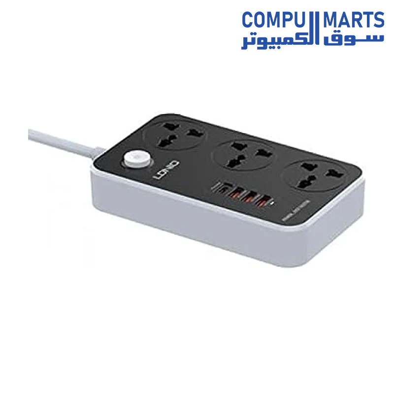 Ldnio Extension Cord Sc3412 Power Strip With 3 Ac Sockets And 3 Usb Ports - Image 3