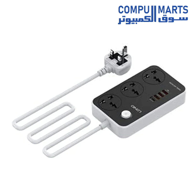 Ldnio Extension Cord Sc3412 Power Strip With 3 Ac Sockets And 3 Usb Ports - Image 5