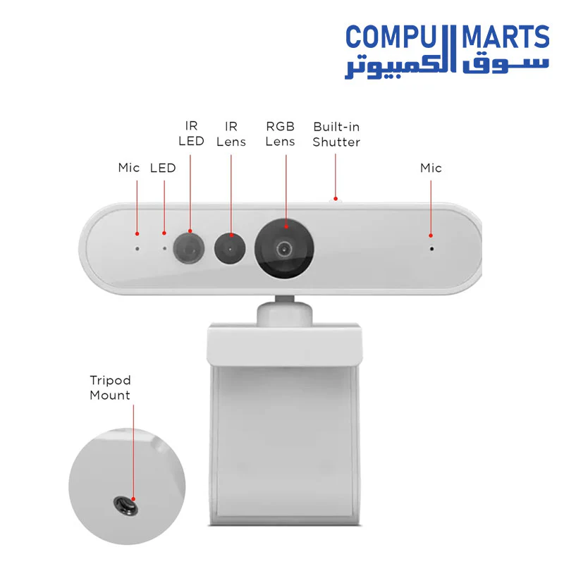 Lenovo 510 Webcam FHD (1920 x 1080) - Privacy shutter - Cloud Grey - Image 4